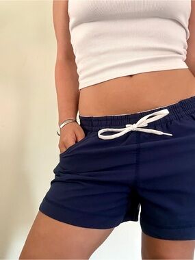 Women's Navy Athletic Drawstring Shorts with Pockets